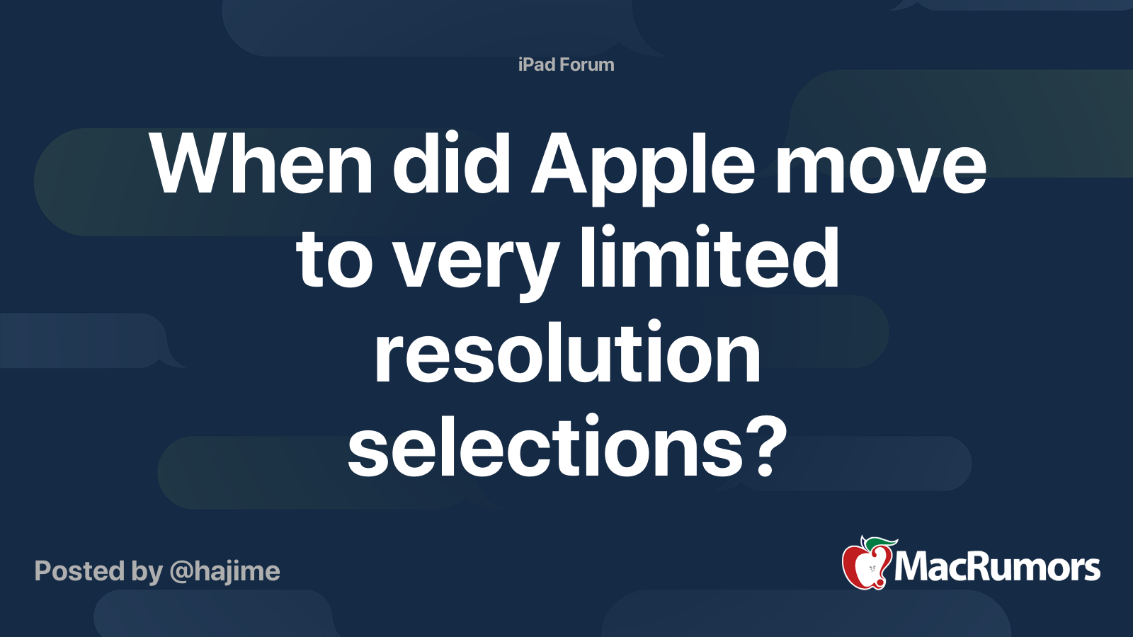 When did Apple move to very limited resolution selections? MacRumors