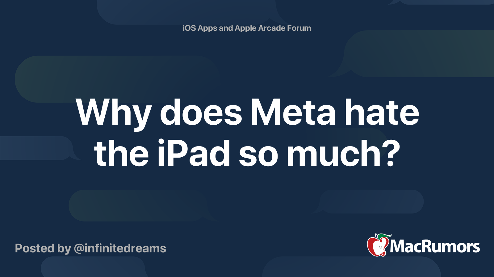 {Why does Meta hate the iPad so much? | MacRumors Forums}