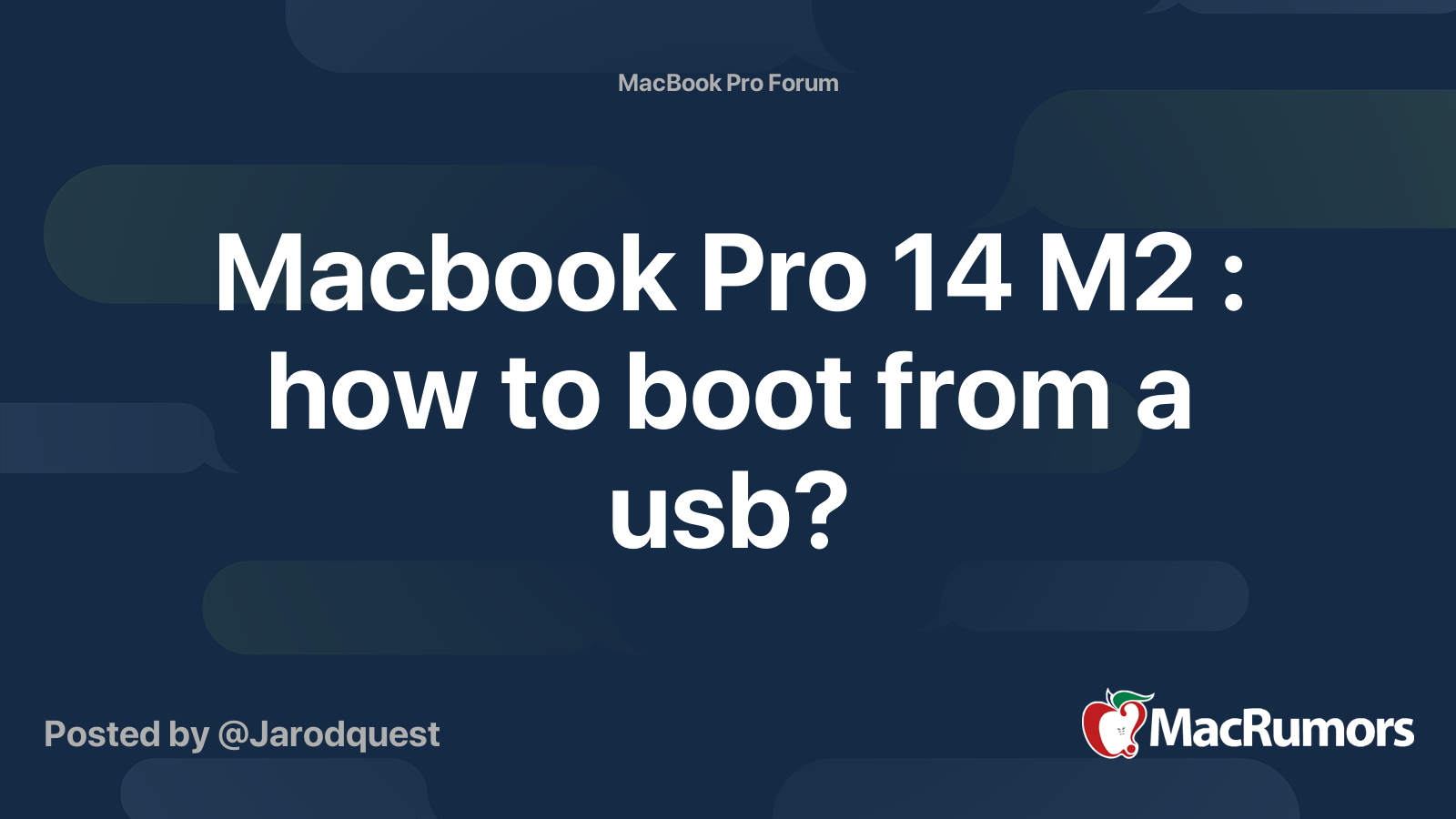 Macbook Pro 14 M2 : how to boot from a usb? | MacRumors Forums