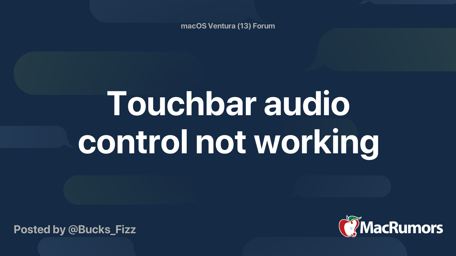 Touchbar audio control not working MacRumors Forums