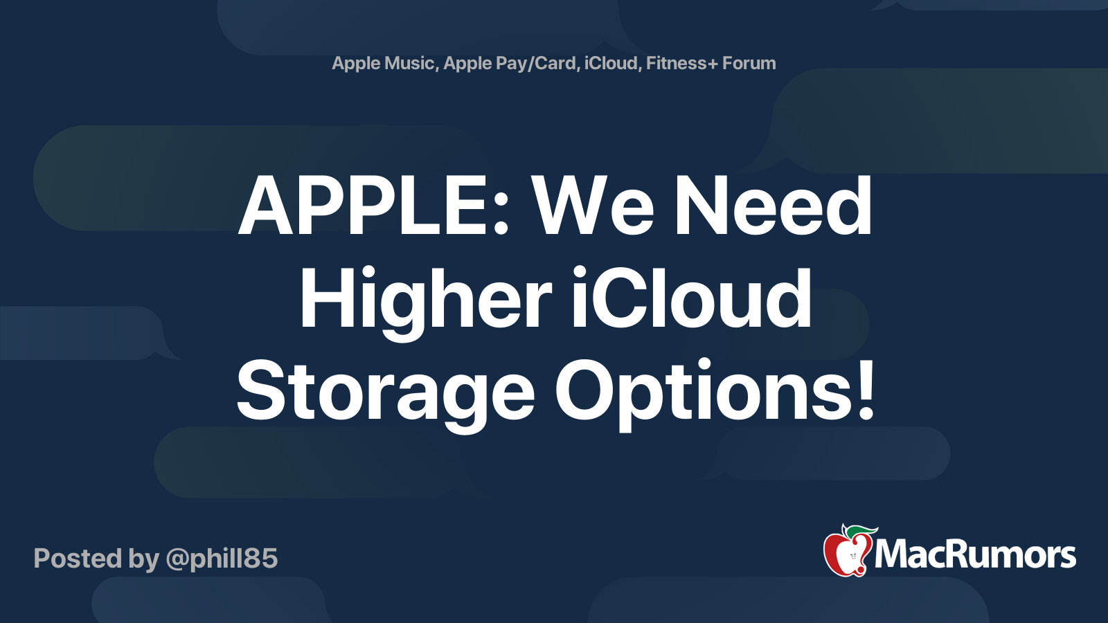 APPLE We Need Higher iCloud Storage Options! MacRumors Forums