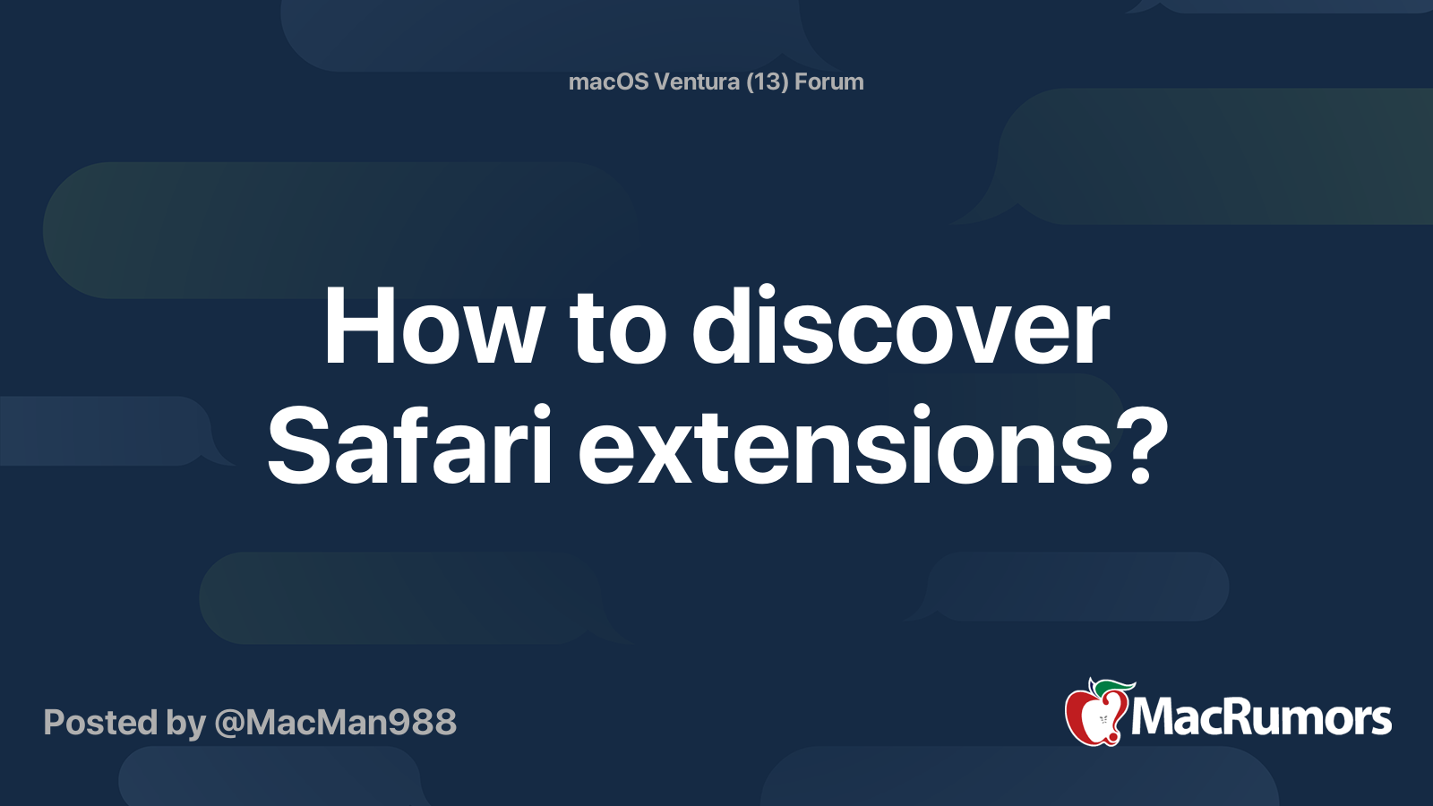 How to discover Safari extensions? MacRumors Forums
