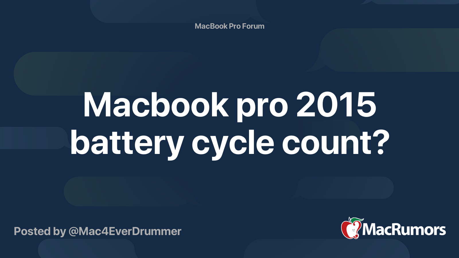 Macbook pro 2015 battery cycle count? MacRumors Forums