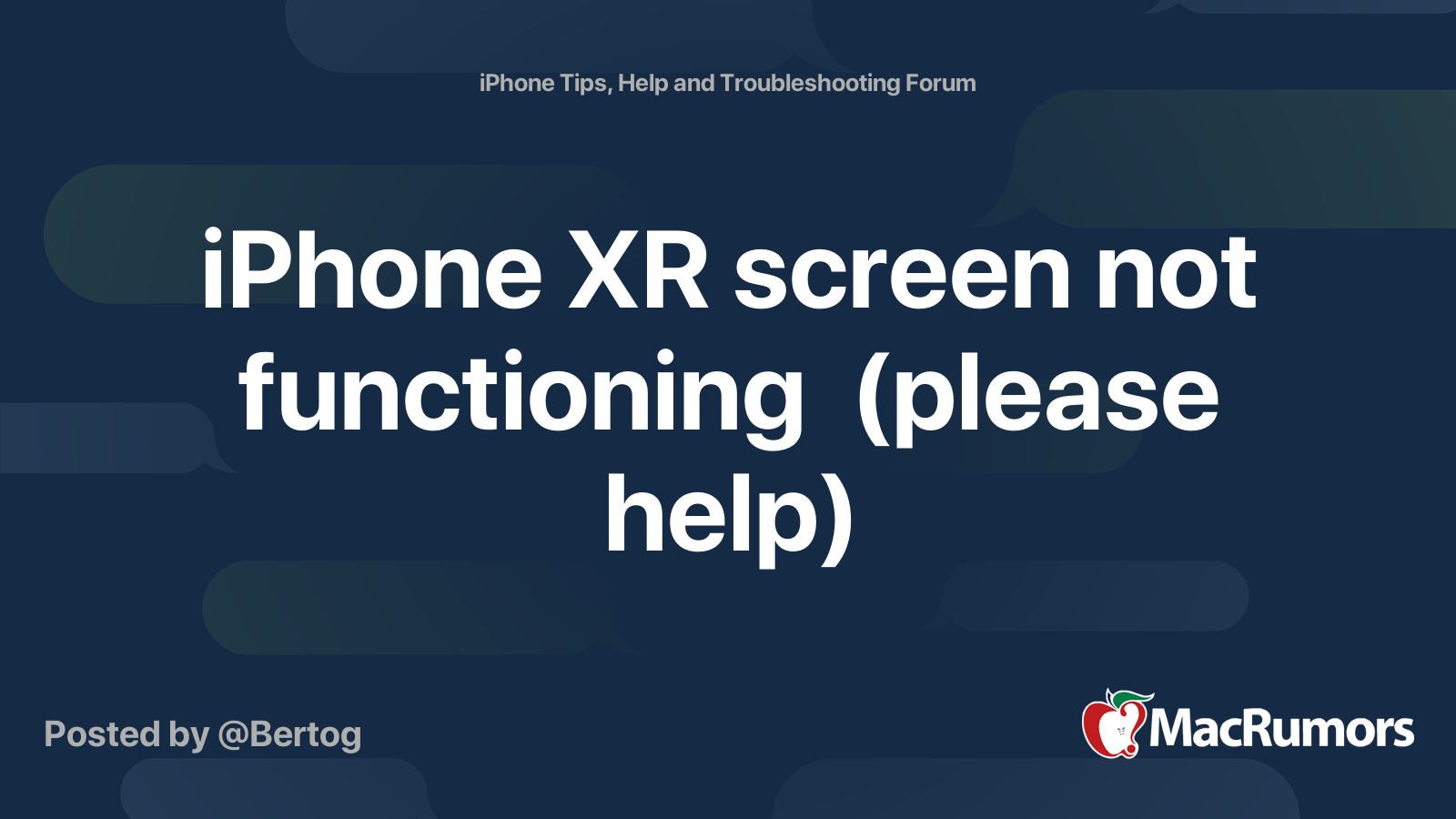 IPhone XR Screen Not Functioning please Help MacRumors Forums