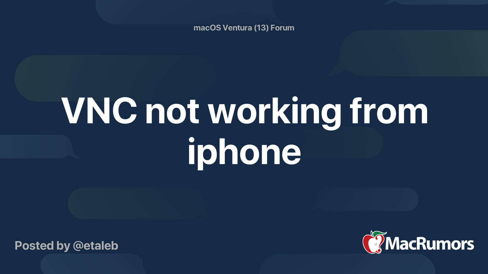 VNC not working from iphone MacRumors Forums
