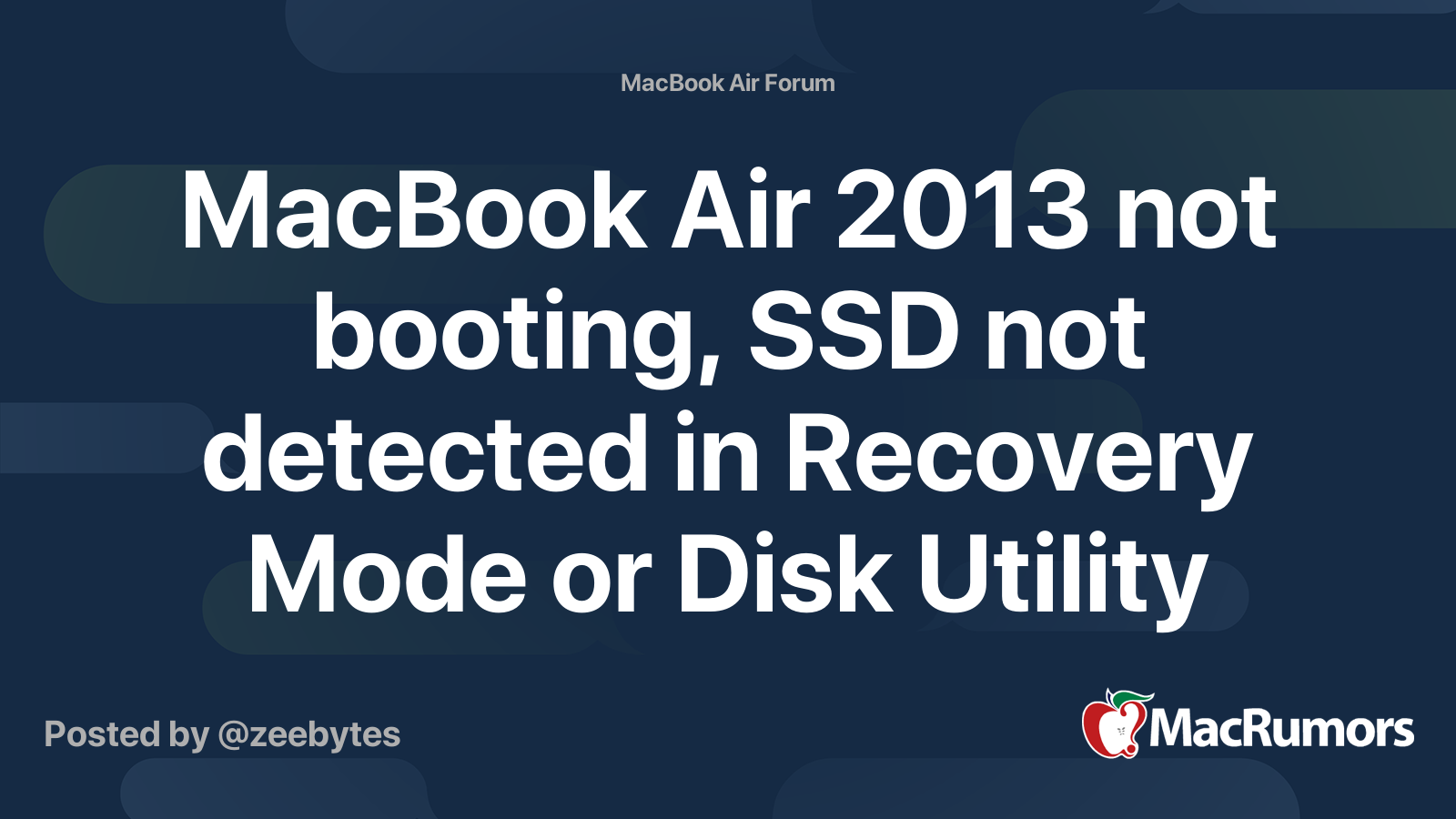 MacBook Air 2013 not booting, SSD not detected in Recovery Mode or Disk