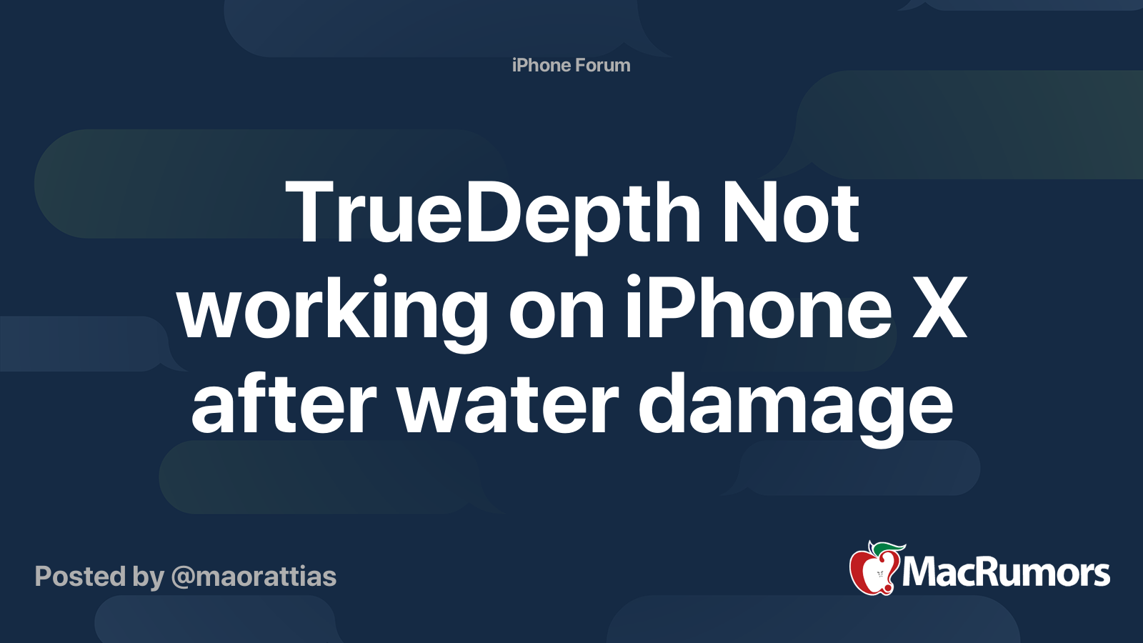 TrueDepth Not working on iPhone X after water damage MacRumors Forums