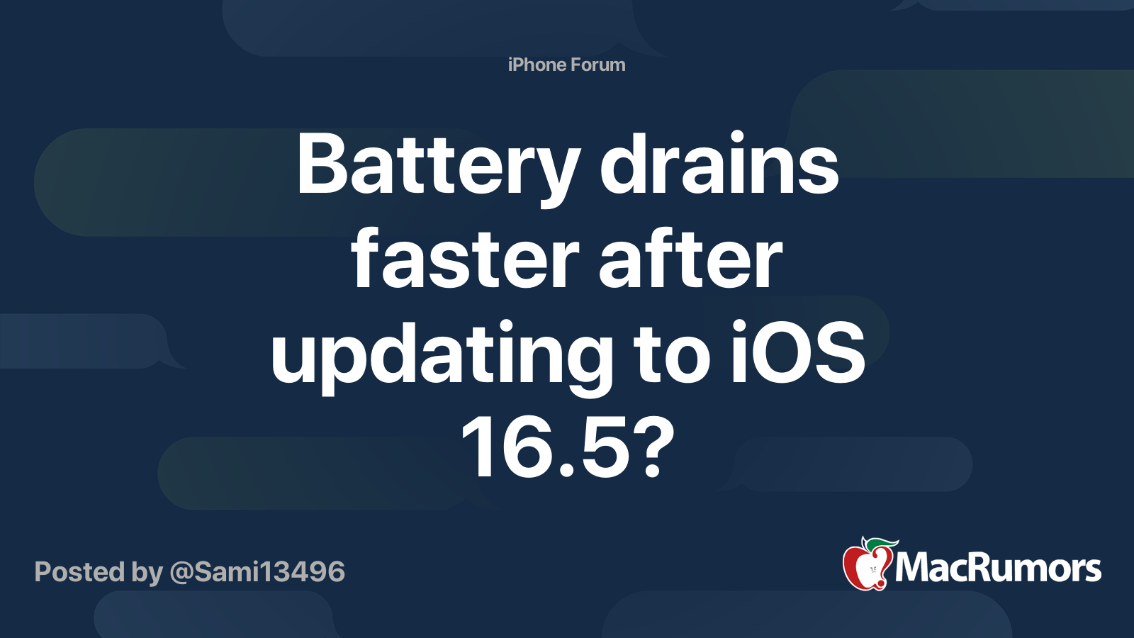 Battery drains faster after updating to iOS 16.5? MacRumors Forums