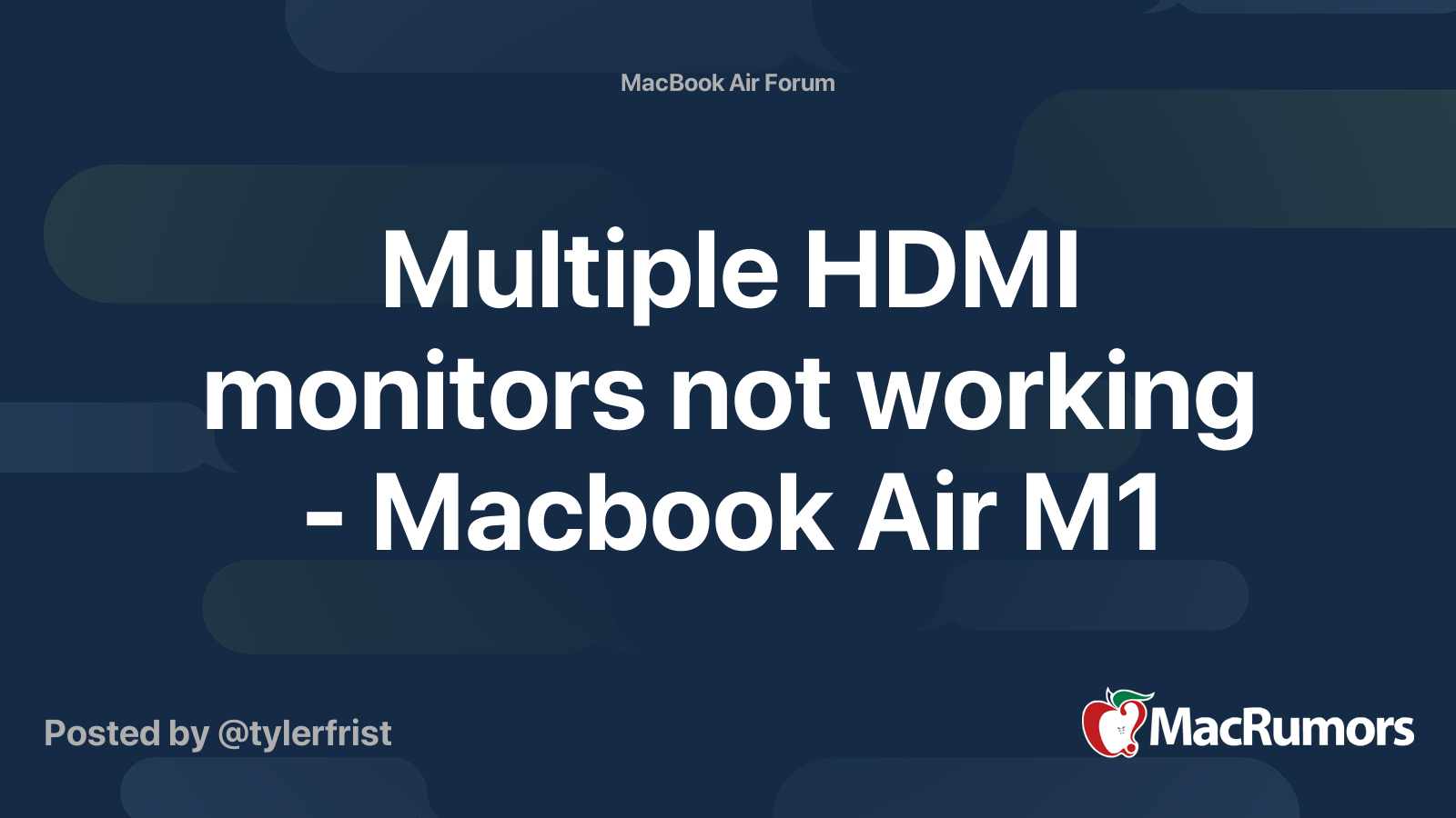 Multiple HDMI monitors not working Macbook Air M1 MacRumors Forums