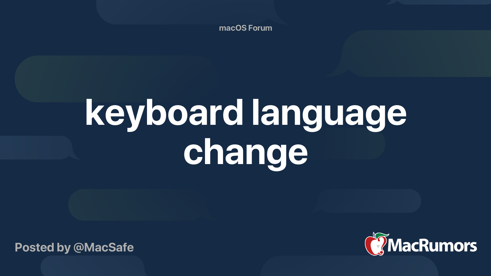 keyboard language change MacRumors Forums