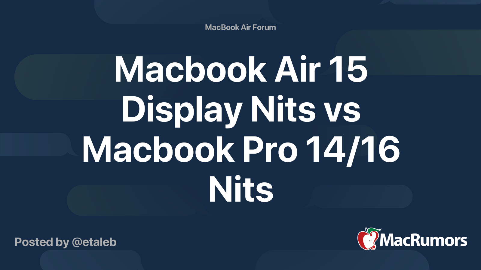 Macbook Air 15 Display Nits vs Macbook Pro 14/16 Nits MacRumors Forums