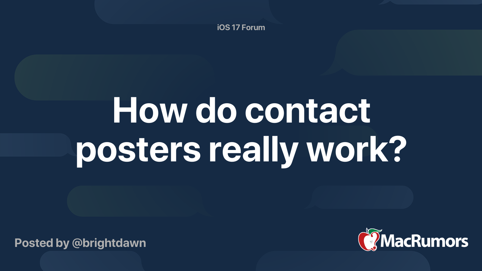 How do contact posters really work? | MacRumors Forums