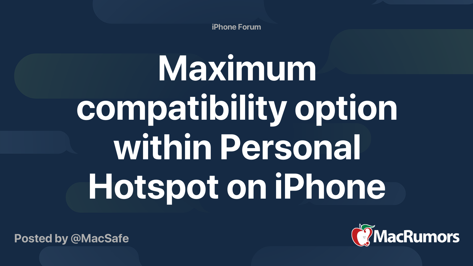 Maximum compatibility option within Personal Hotspot on iPhone