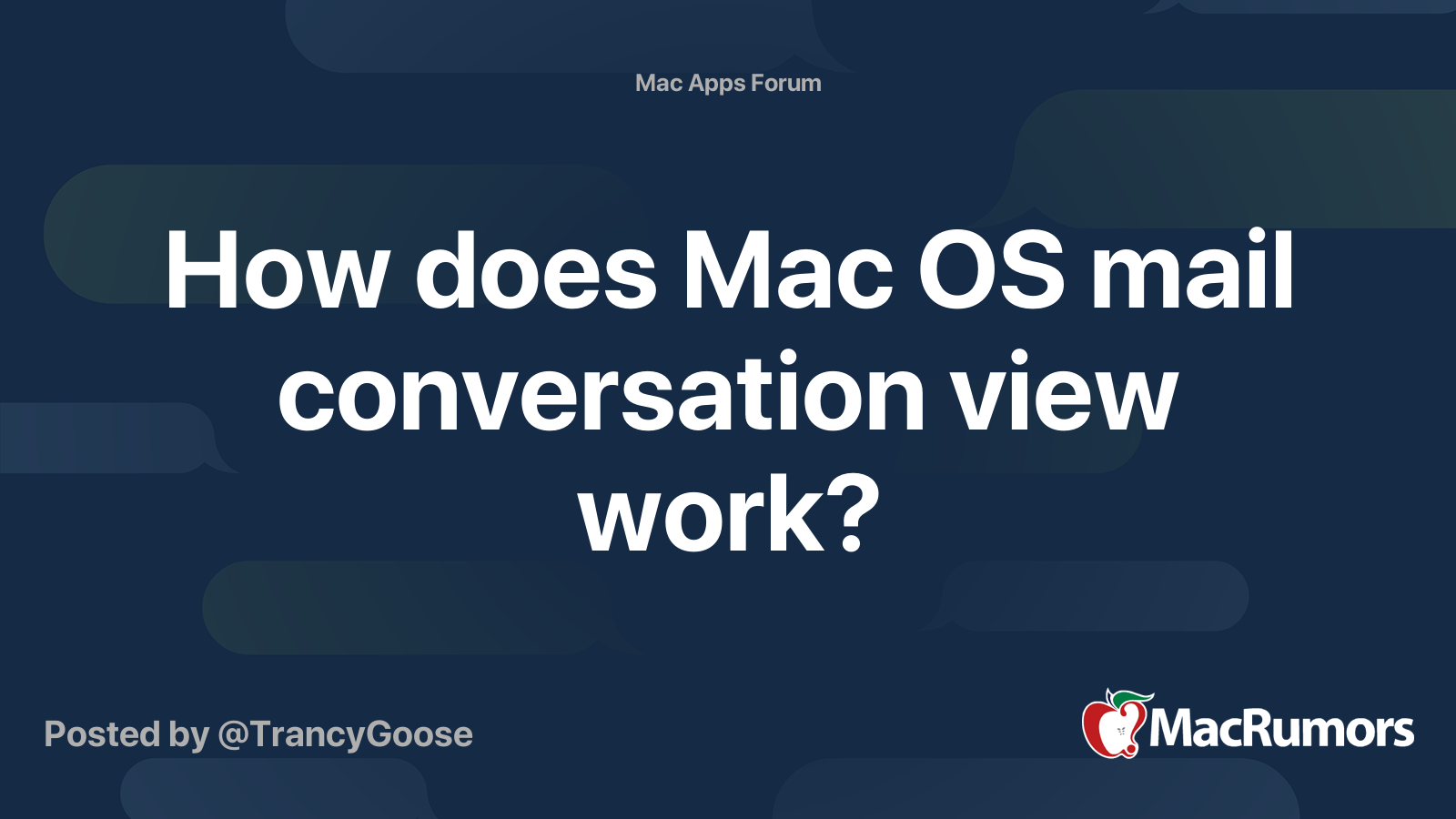 How does Mac OS mail conversation view work? MacRumors Forums