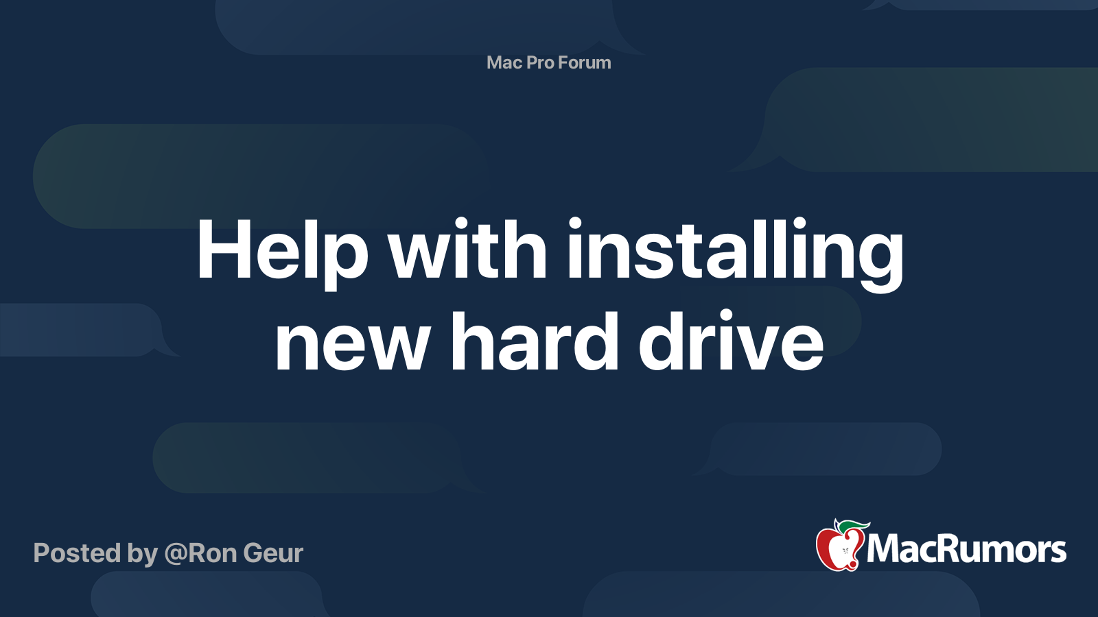 Help with installing new hard drive | MacRumors Forums