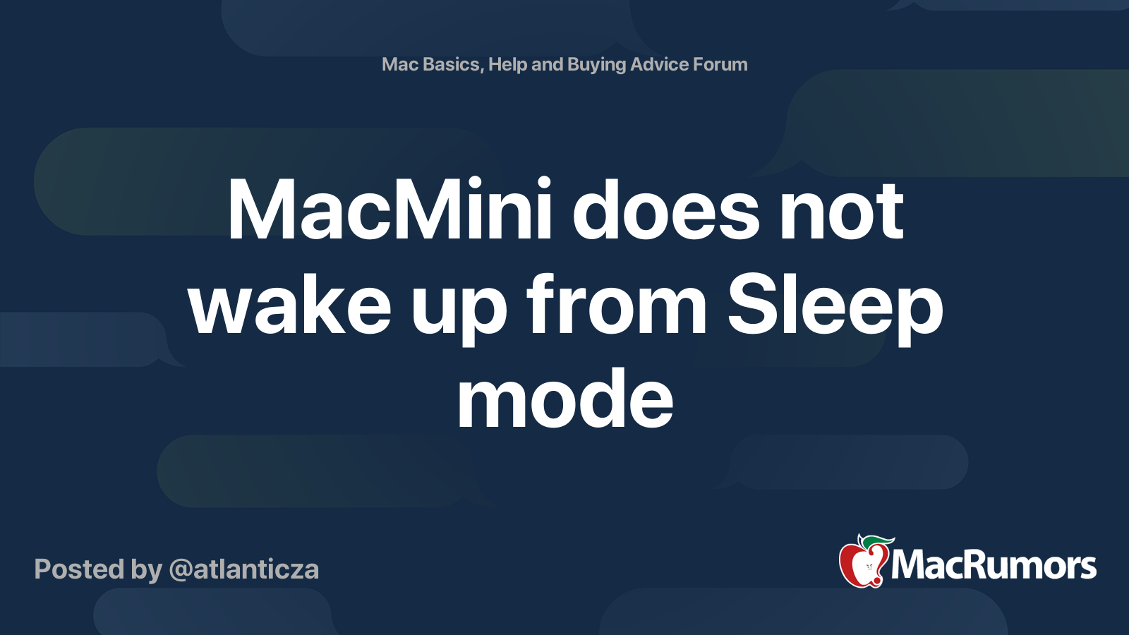 MacMini does not wake up from Sleep mode | MacRumors Forums