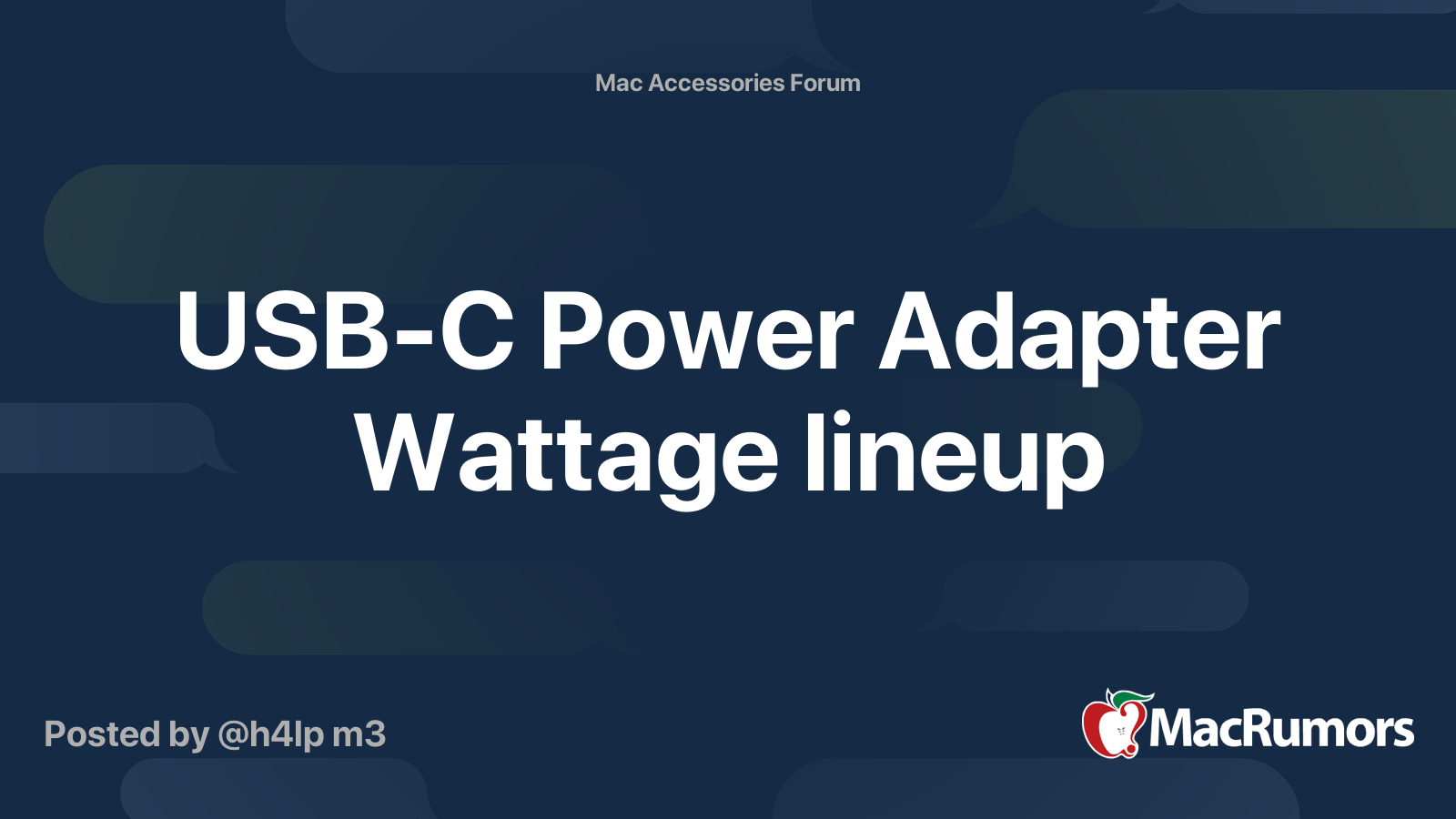 USBC Power Adapter Wattage lineup MacRumors Forums