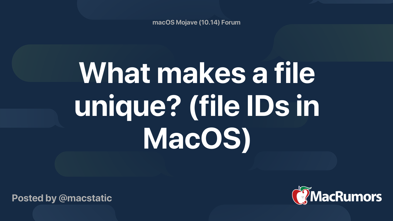 What makes a file unique? (file IDs in MacOS) | MacRumors Forums