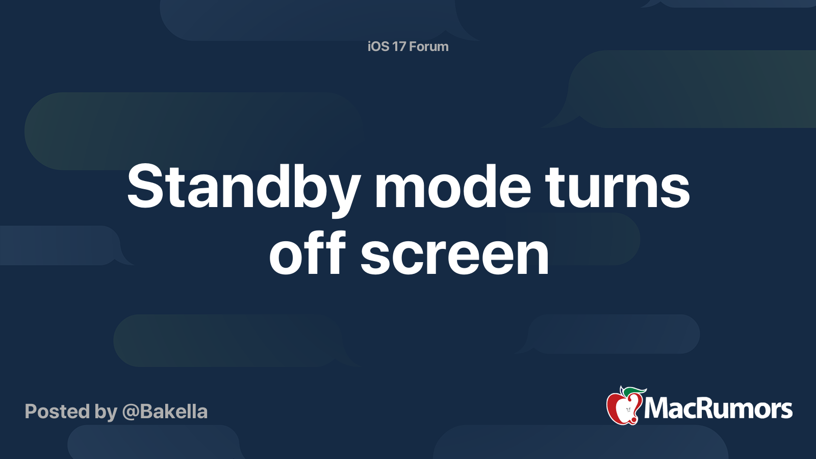 Standby mode turns off screen MacRumors Forums
