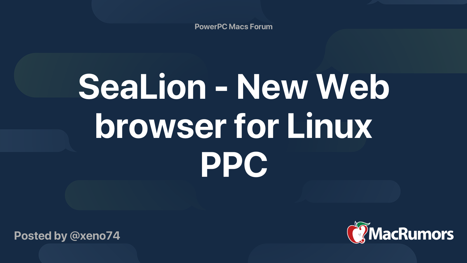 SeaLion - New Web browser for Linux PPC | Page 4 | MacRumors Forums