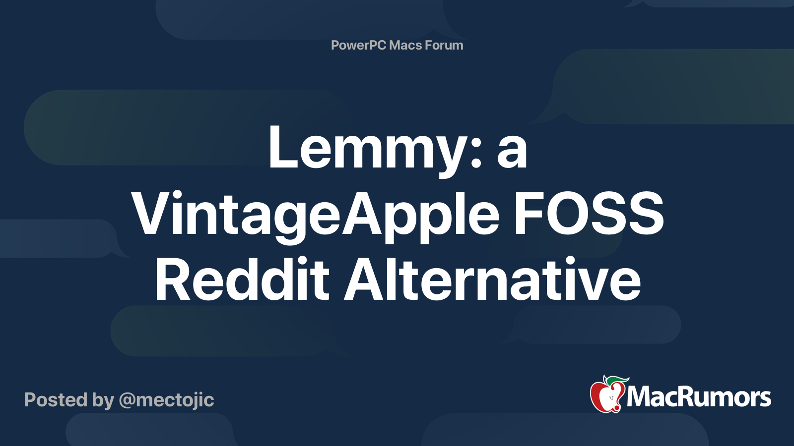 Lemmy: a VintageApple FOSS Reddit Alternative | MacRumors Forums
