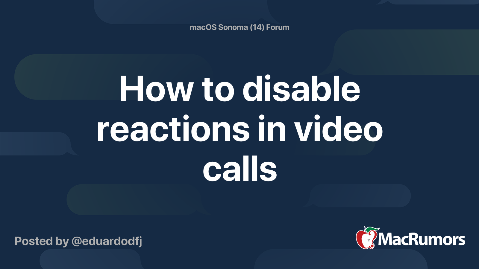 How to disable reactions in video calls | MacRumors Forums