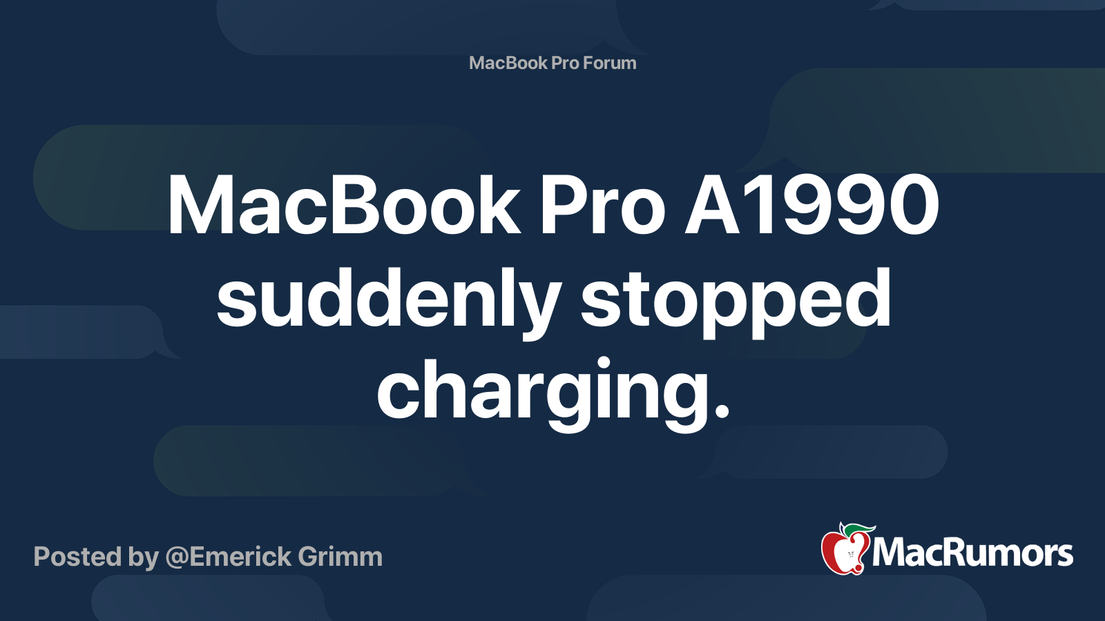 MacBook Pro A1990 suddenly stopped charging. MacRumors Forums
