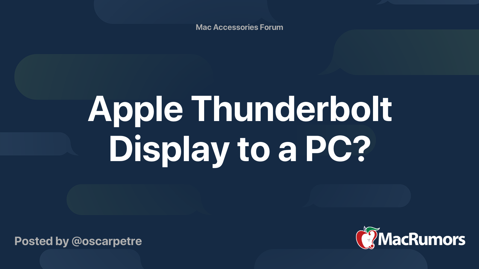 Apple Thunderbolt Display to a PC? MacRumors Forums