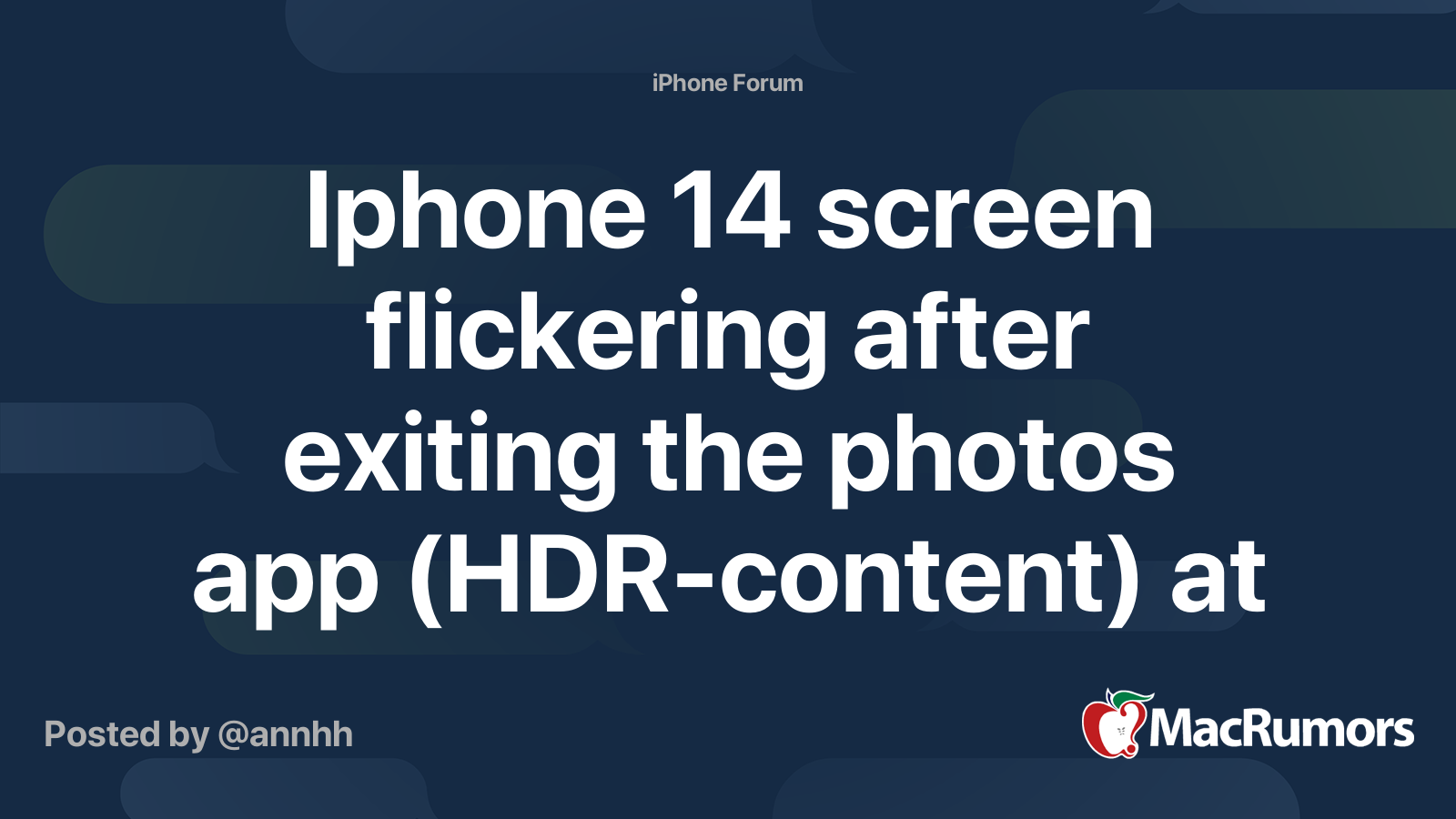 Iphone 14 screen flickering after exiting the photos app (HDRcontent