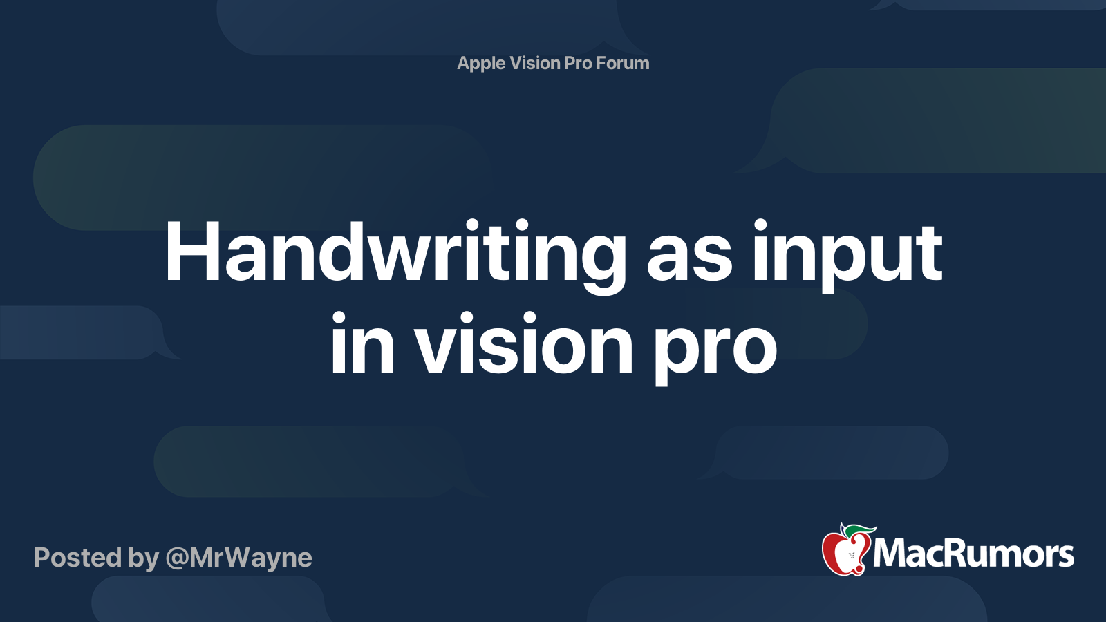 Handwriting as input in vision pro | MacRumors Forums