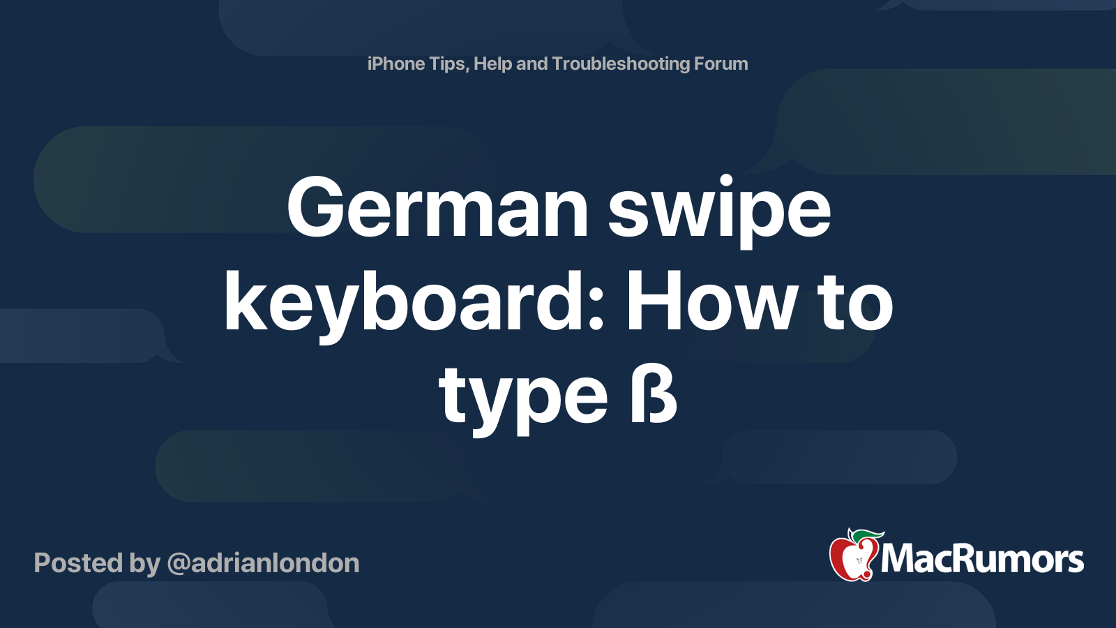 German swipe keyboard How to type ß MacRumors Forums