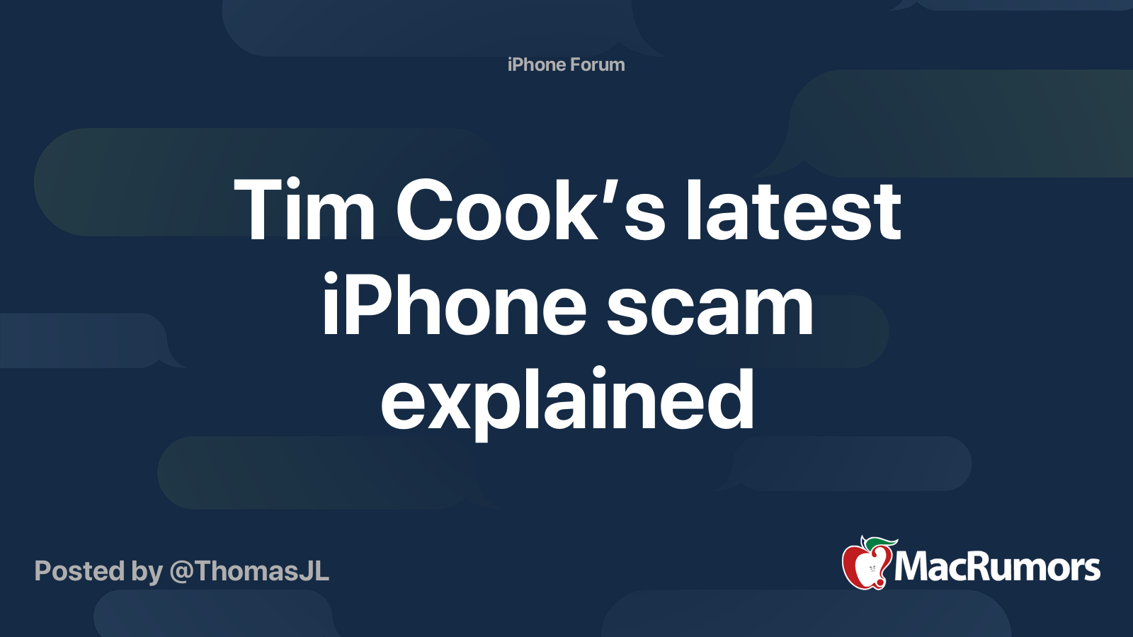 Tim Cook’s latest iPhone scam explained | MacRumors Forums