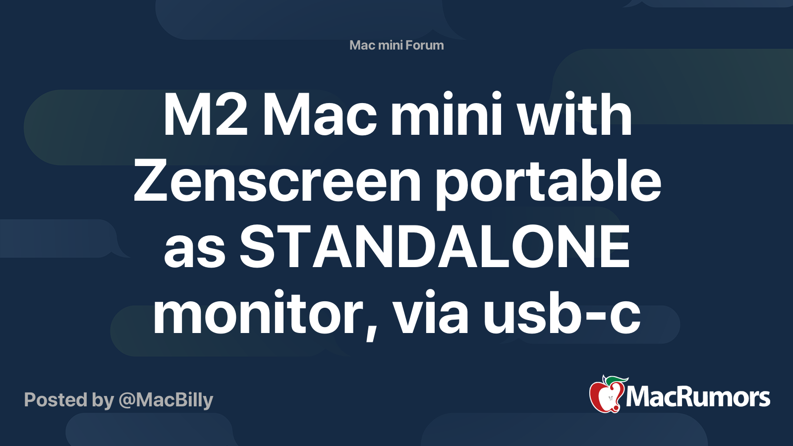 M2 Mac mini with Zenscreen portable as STANDALONE monitor, via usb-c ...