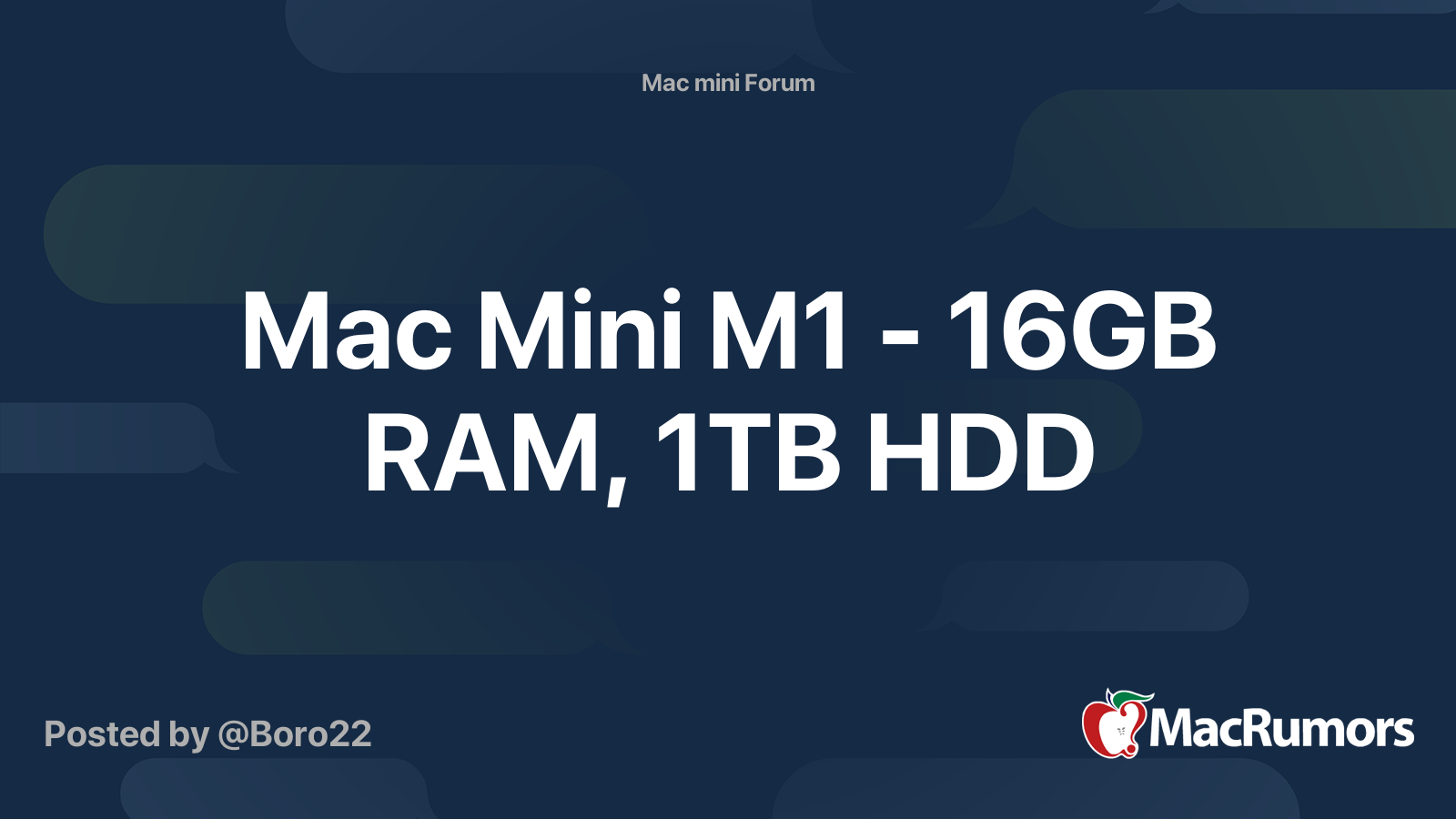 Mac Mini M1 - 16GB RAM, 1TB HDD