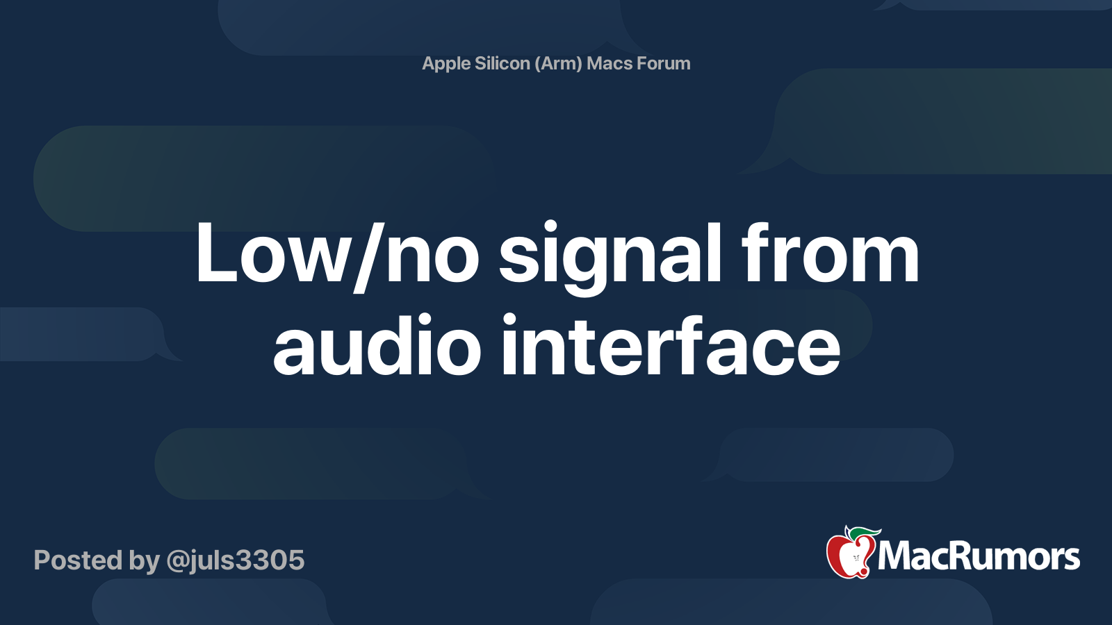 Low no Signal From Audio Interface MacRumors Forums