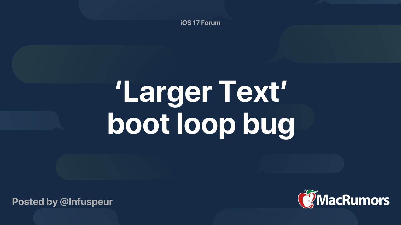 ‘Larger Text’ boot loop bug | MacRumors Forums