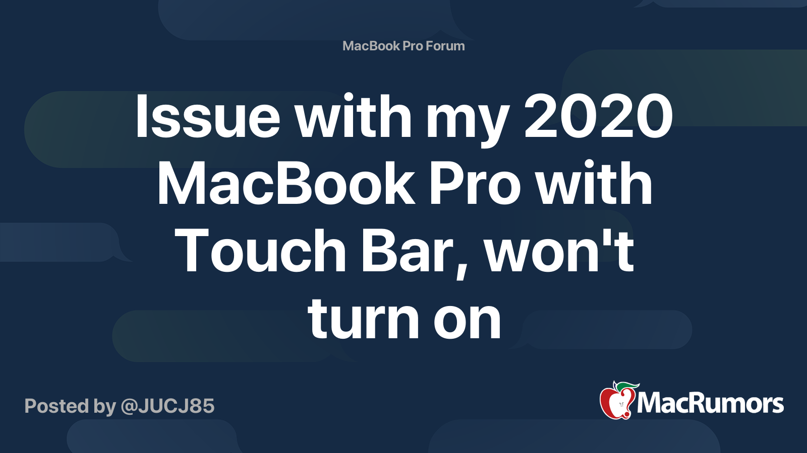 Issue with my 2020 MacBook Pro with Touch Bar, won't turn on MacRumors Forums