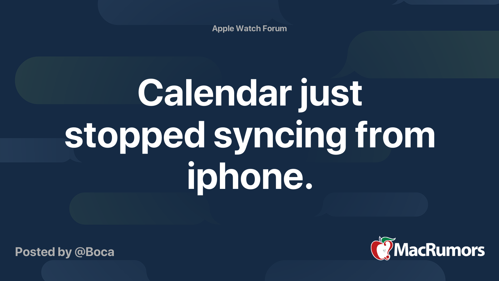 Calendar just stopped syncing from iphone MacRumors Forums