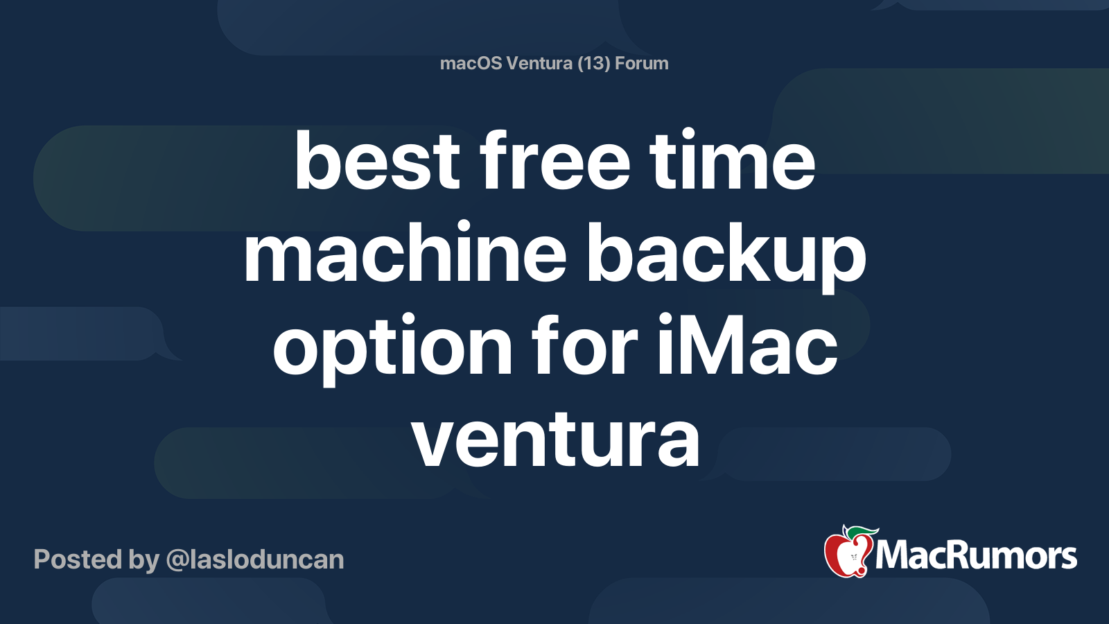 best free time machine backup option for iMac ventura MacRumors Forums