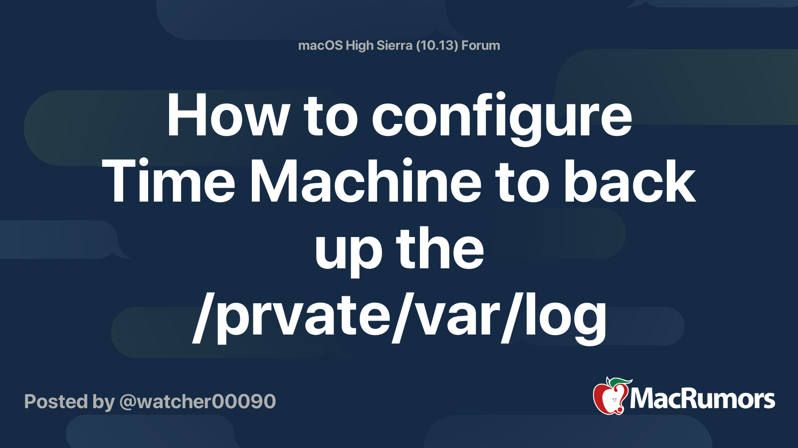 How to configure Time Machine to back up the /prvate/var/log directory