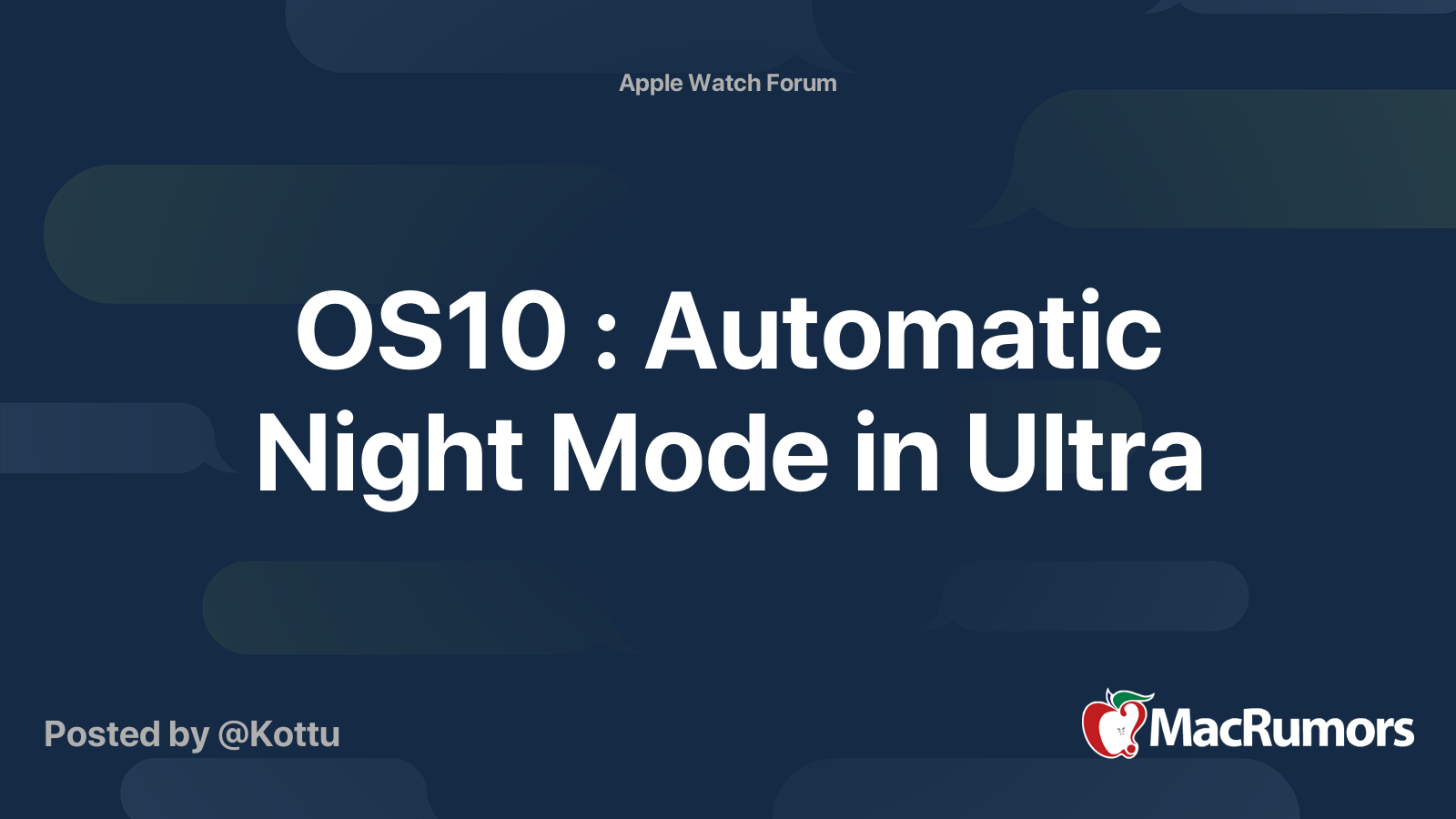 OS10 Automatic Night Mode in Ultra MacRumors Forums