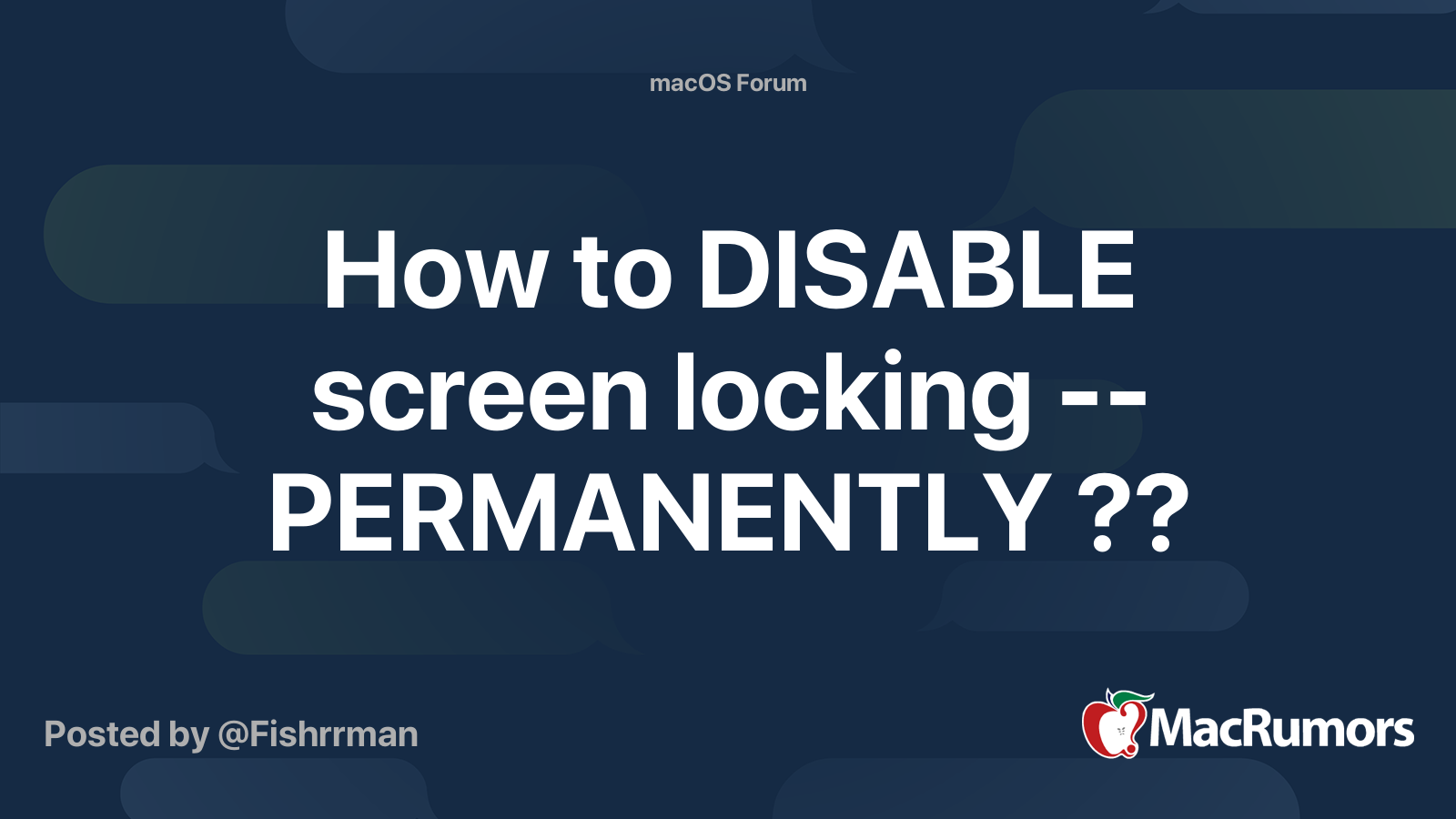 How to DISABLE screen locking PERMANENTLY ?? MacRumors Forums