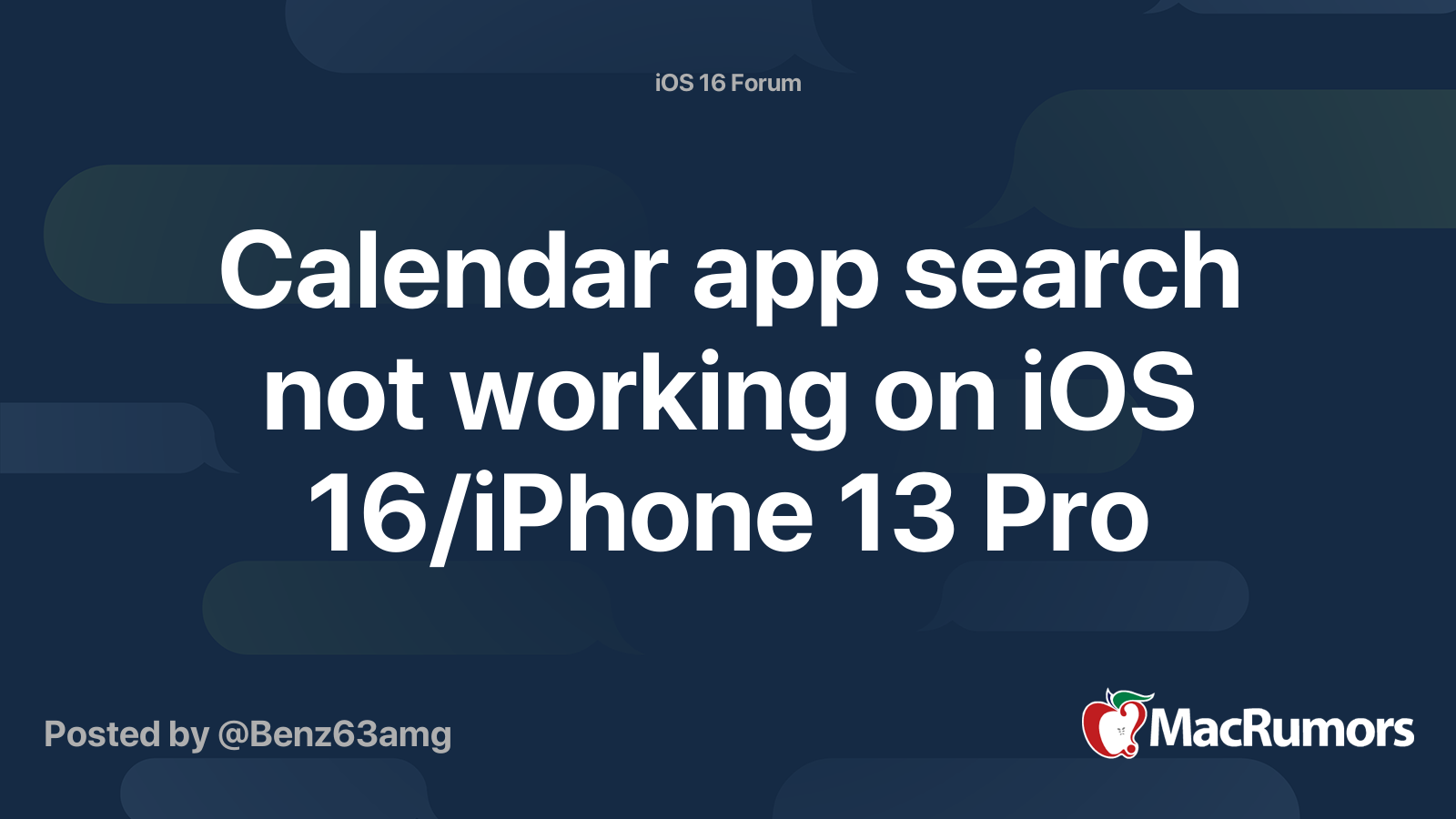 Calendar app search not engaged on iOS 16/iPhone 13 Professional