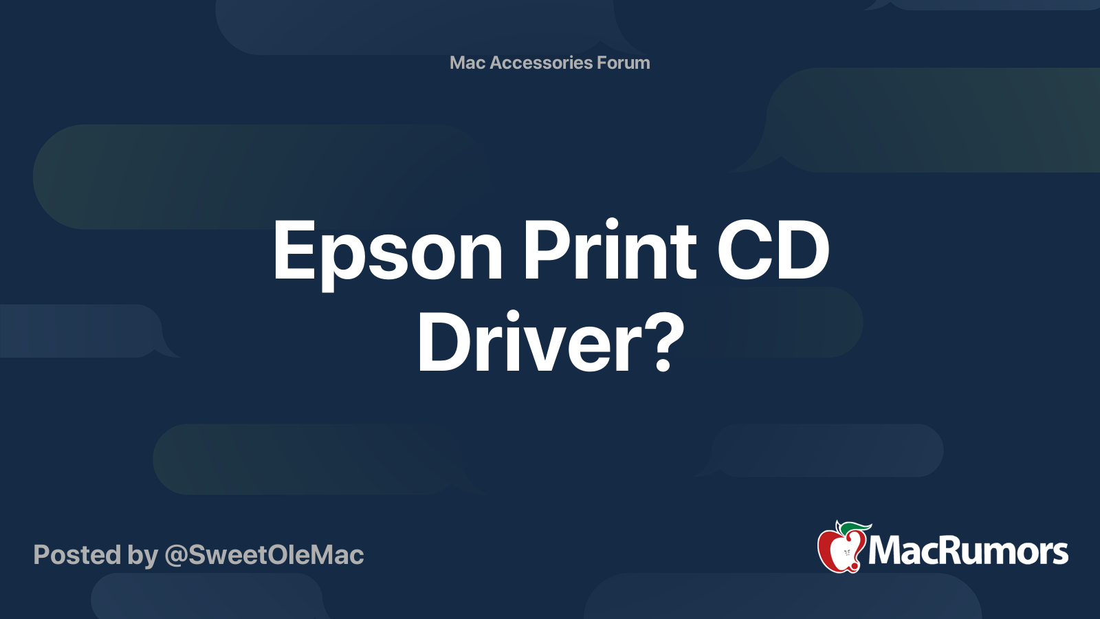 Epson Print CD Driver? MacRumors Forums