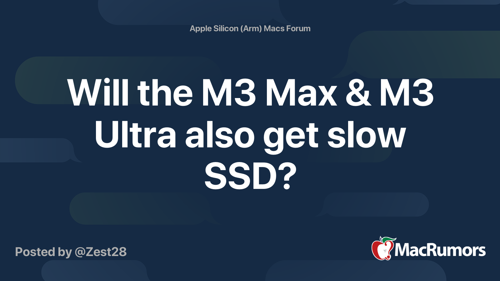 Will the M3 Max &amp; M3 Ultra also get slow SSD? | MacRumors Forums