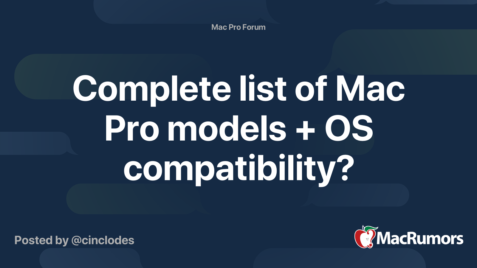 Complete list of Mac Pro models + OS compatibility? MacRumors Forums
