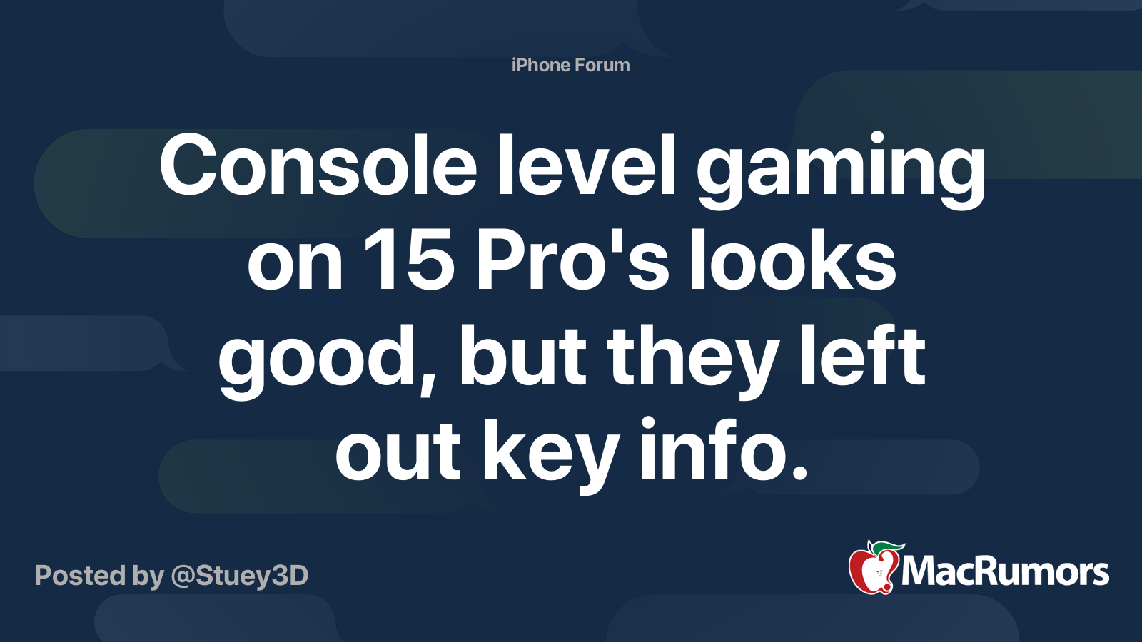 Console level gaming on 15 Pro's looks good, but they left out key info
