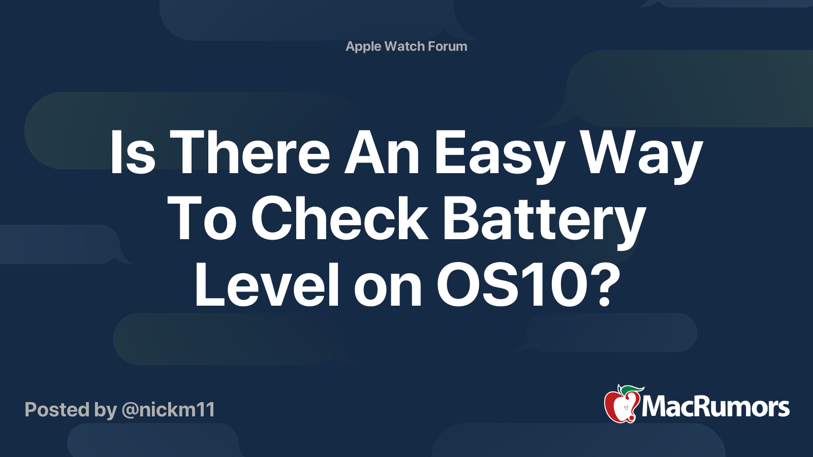 Is There An Easy Way To Check Battery Level on OS10 MacRumors