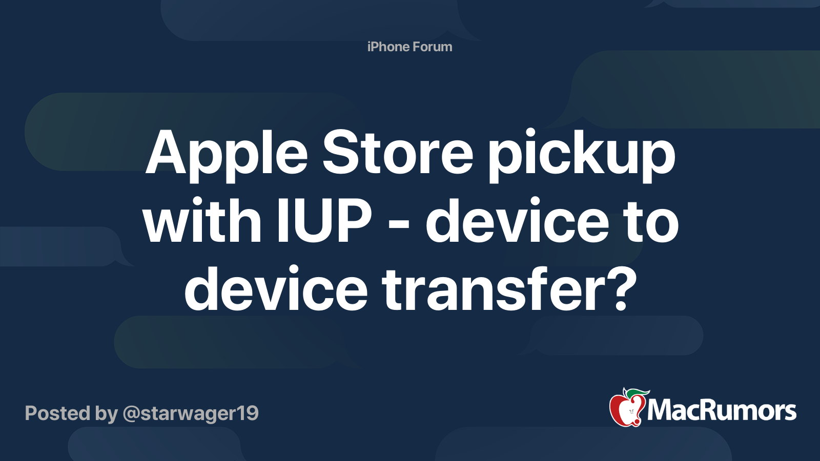 Apple Store pickup with IUP device to device transfer? MacRumors Forums