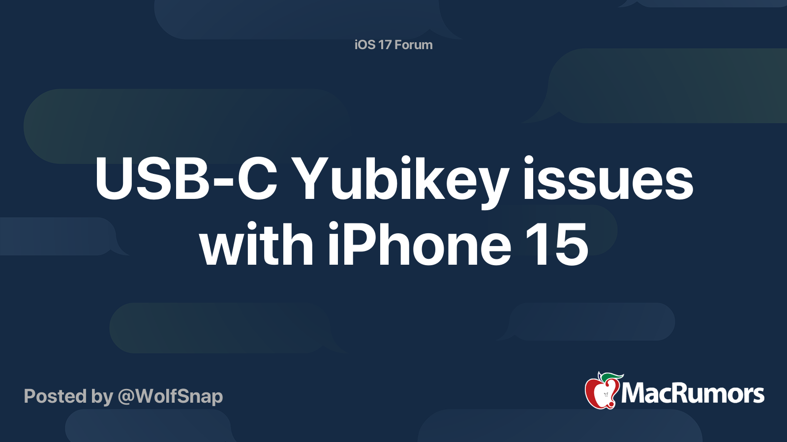 USB-C Yubikey issues with iPhone 15 | MacRumors Forums